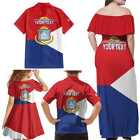 Personalized Sint Maarten Flag day Family Matching Off Shoulder Maxi Dress and Hawaiian Shirt Semper progrediens Flag Style