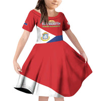 Personalized Sint Maarten Flag day Family Matching Off Shoulder Short Dress and Hawaiian Shirt Semper progrediens Flag Style