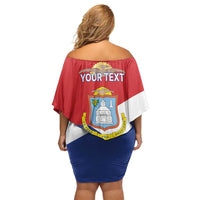 Personalized Sint Maarten Flag day Family Matching Off Shoulder Short Dress and Hawaiian Shirt Semper progrediens Flag Style