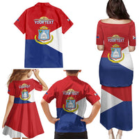 Personalized Sint Maarten Flag day Family Matching Puletasi and Hawaiian Shirt Semper progrediens Flag Style
