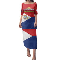 Personalized Sint Maarten Flag day Family Matching Puletasi and Hawaiian Shirt Semper progrediens Flag Style