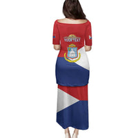 Personalized Sint Maarten Flag day Family Matching Puletasi and Hawaiian Shirt Semper progrediens Flag Style