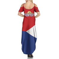 Personalized Sint Maarten Flag day Family Matching Summer Maxi Dress and Hawaiian Shirt Semper progrediens Flag Style