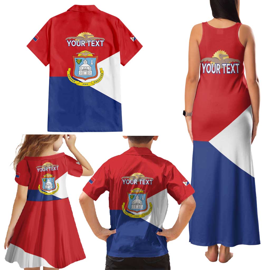 Personalized Sint Maarten Flag day Family Matching Tank Maxi Dress and Hawaiian Shirt Semper progrediens Flag Style