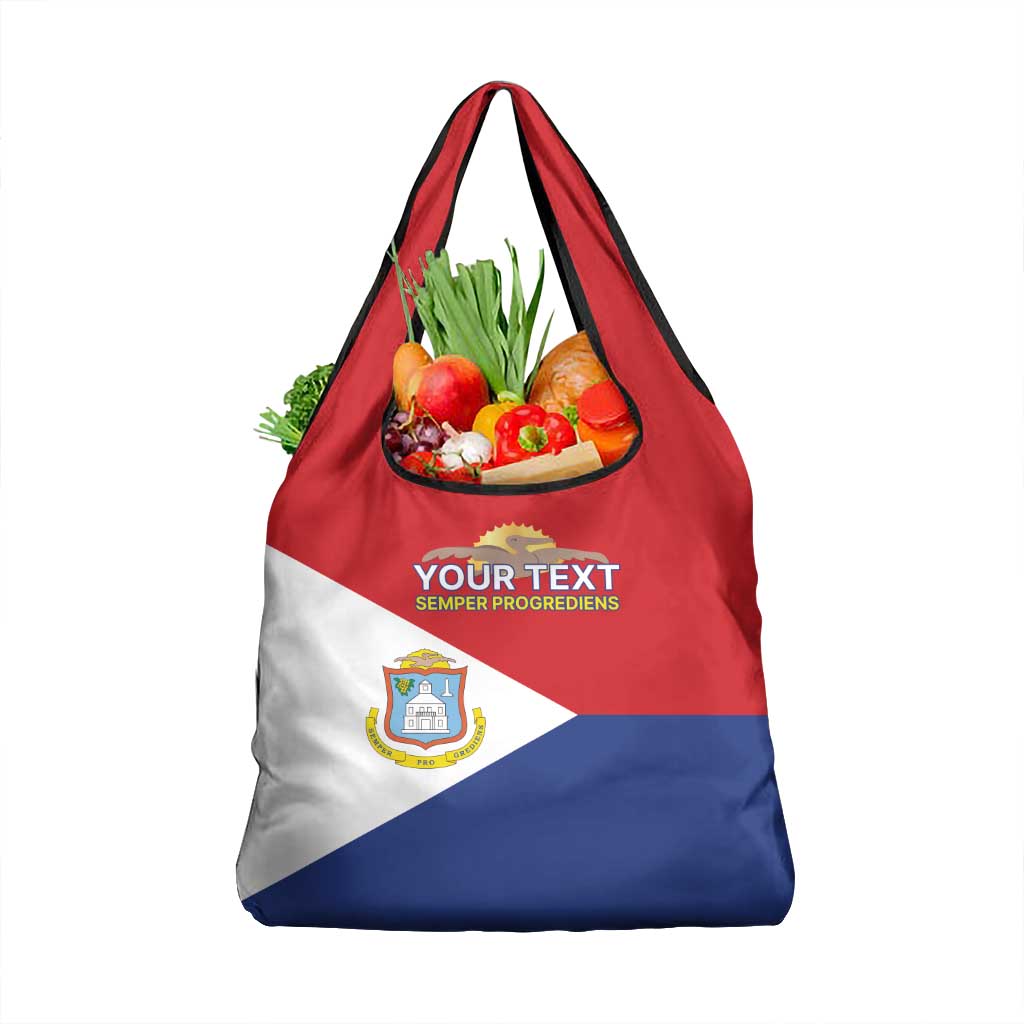 Personalized Sint Maarten Flag day Grocery Bag Semper progrediens Flag Style