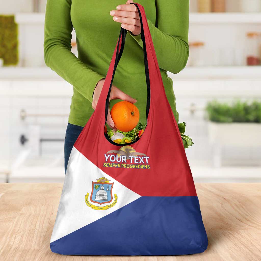 Personalized Sint Maarten Flag day Grocery Bag Semper progrediens Flag Style