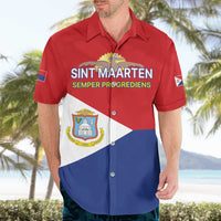 Personalized Sint Maarten Flag day Hawaiian Shirt Semper progrediens Flag Style
