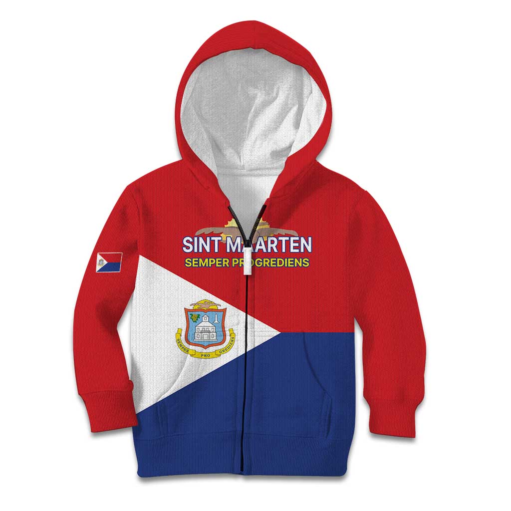 Personalized Sint Maarten Flag day Kid Hoodie Semper progrediens Flag Style