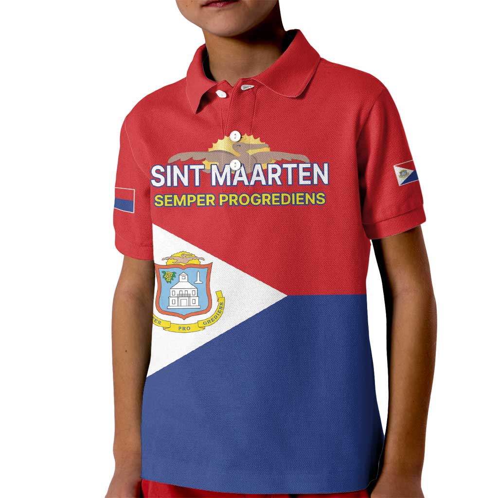 Personalized Sint Maarten Flag day Kid Polo Shirt Semper progrediens Flag Style