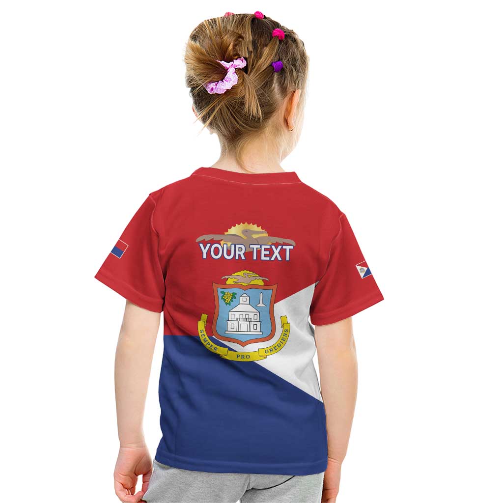 Personalized Sint Maarten Flag day Kid T Shirt Semper progrediens Flag Style