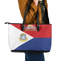 Personalized Sint Maarten Flag day Leather Tote Bag Semper progrediens Flag Style