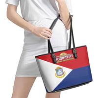 Personalized Sint Maarten Flag day Leather Tote Bag Semper progrediens Flag Style