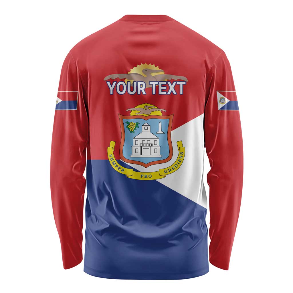 Personalized Sint Maarten Flag day Long Sleeve Shirt Semper progrediens Flag Style