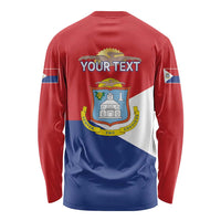 Personalized Sint Maarten Flag day Long Sleeve Shirt Semper progrediens Flag Style