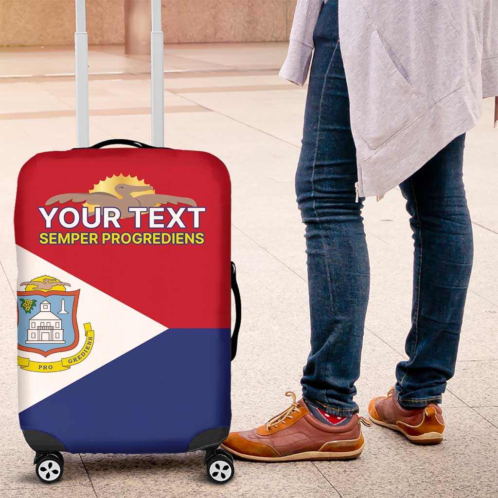 Personalized Sint Maarten Flag day Luggage Cover Semper progrediens Flag Style