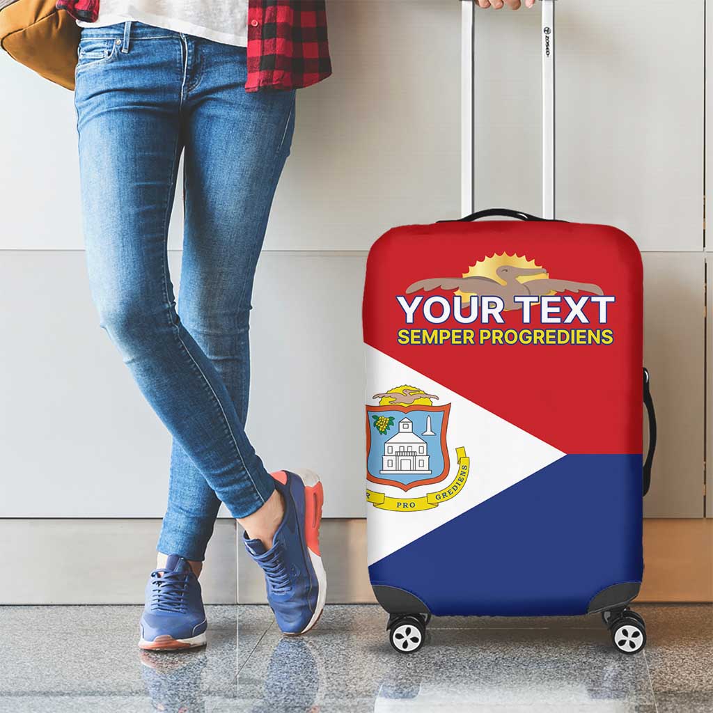 Personalized Sint Maarten Flag day Luggage Cover Semper progrediens Flag Style