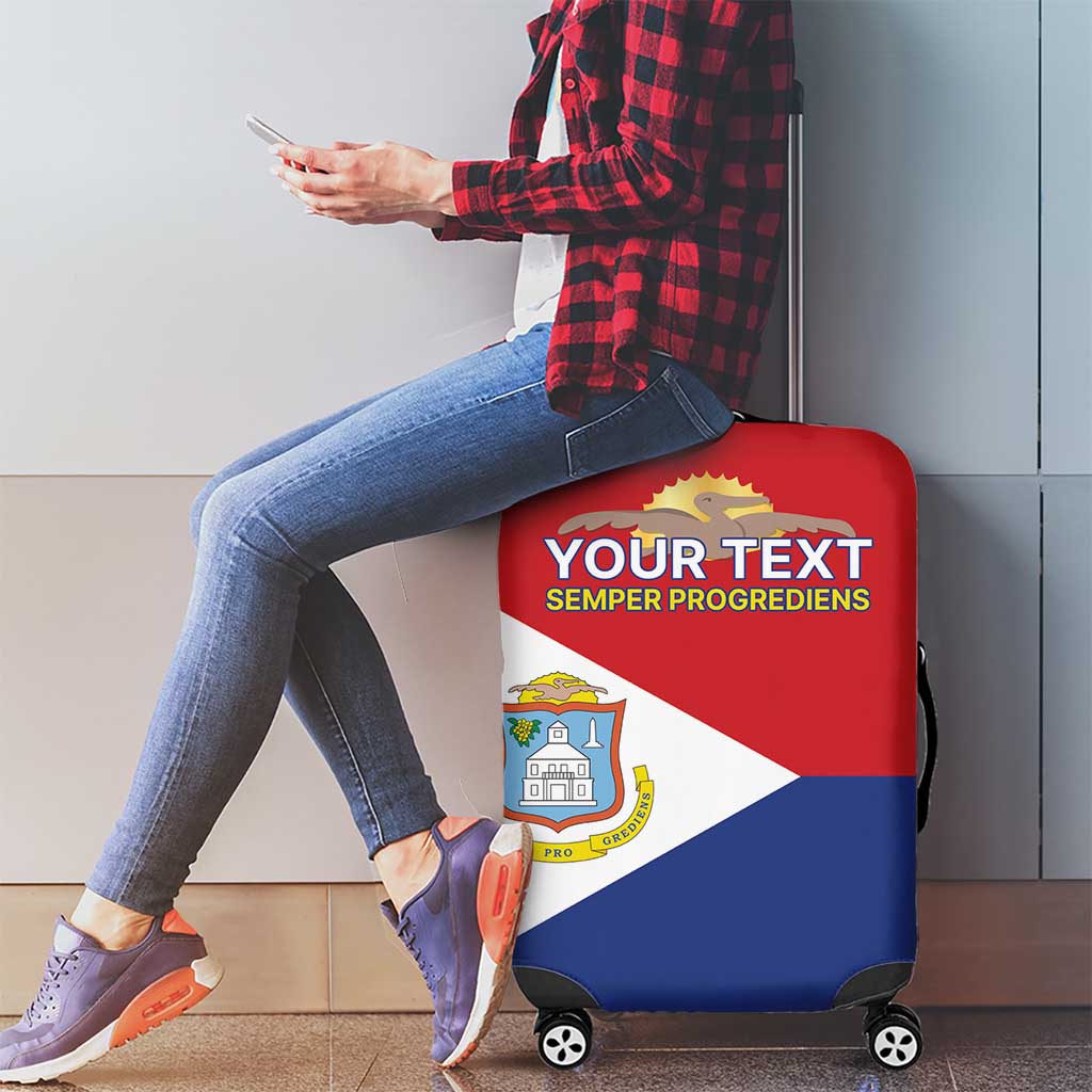 Personalized Sint Maarten Flag day Luggage Cover Semper progrediens Flag Style