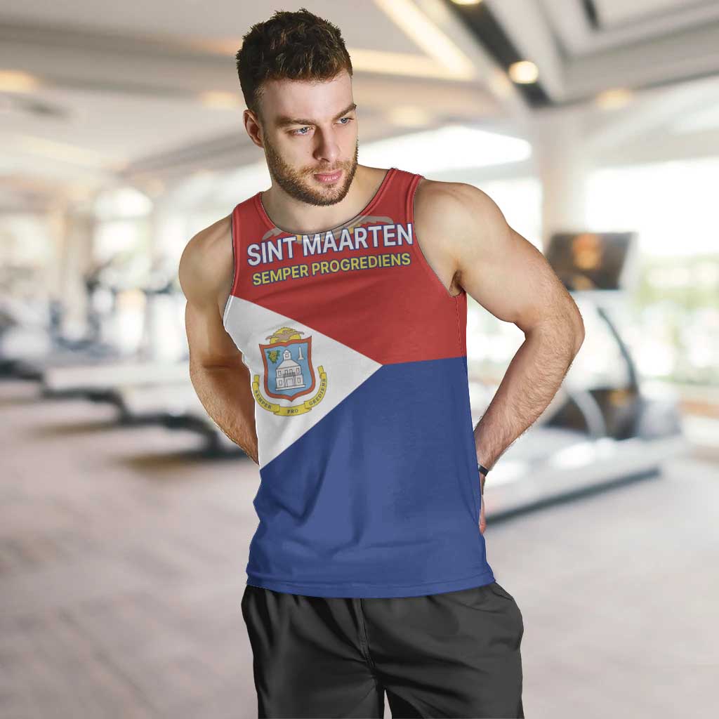 Personalized Sint Maarten Flag day Men Tank Top Semper progrediens Flag Style