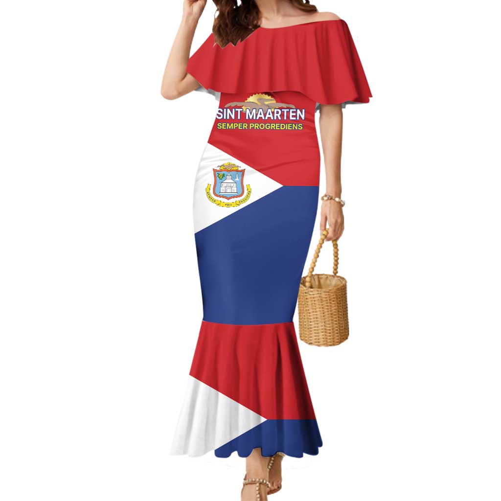 Personalized Sint Maarten Flag day Mermaid Dress Semper progrediens Flag Style
