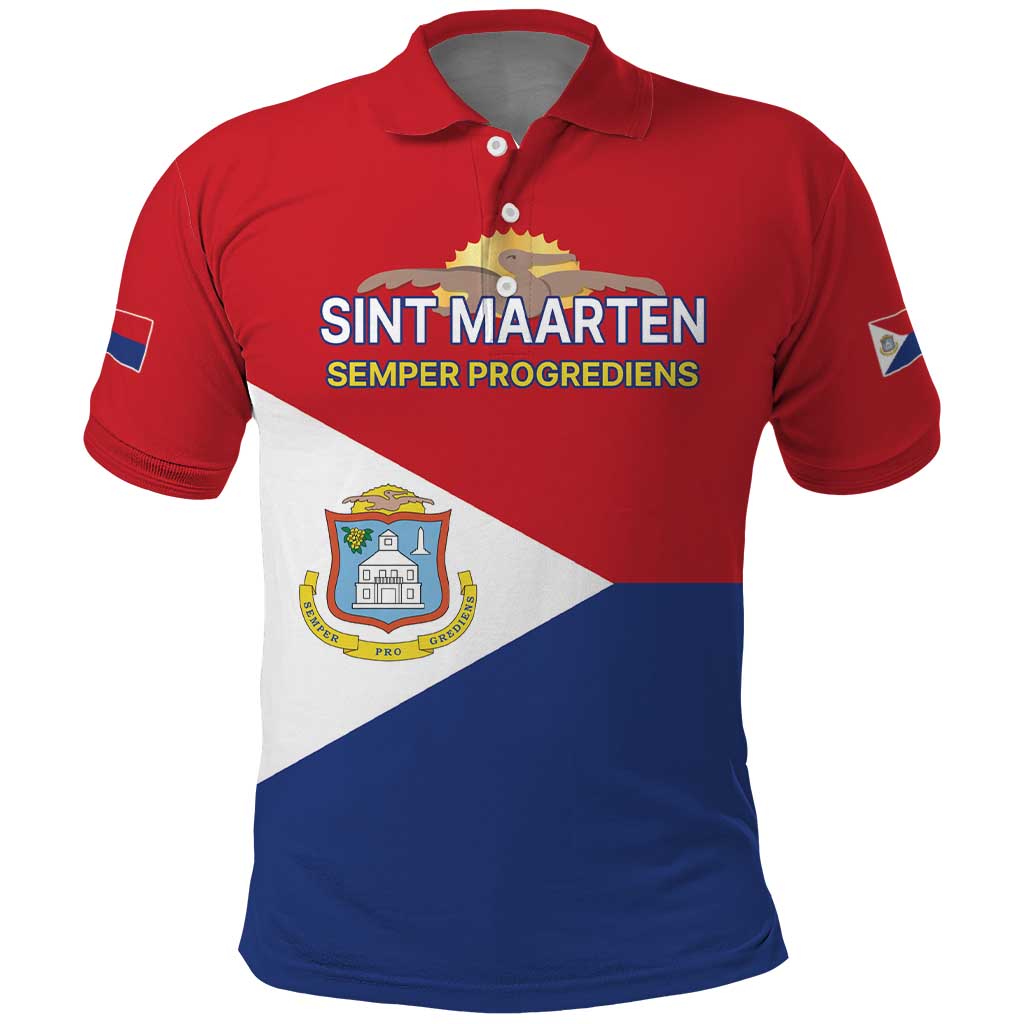 Personalized Sint Maarten Flag day Polo Shirt Semper progrediens Flag Style
