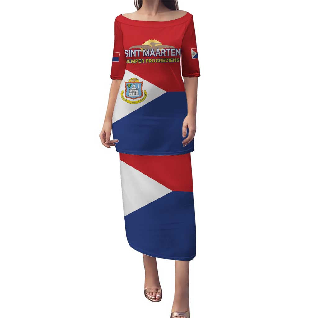 Personalized Sint Maarten Flag day Puletasi Semper progrediens Flag Style
