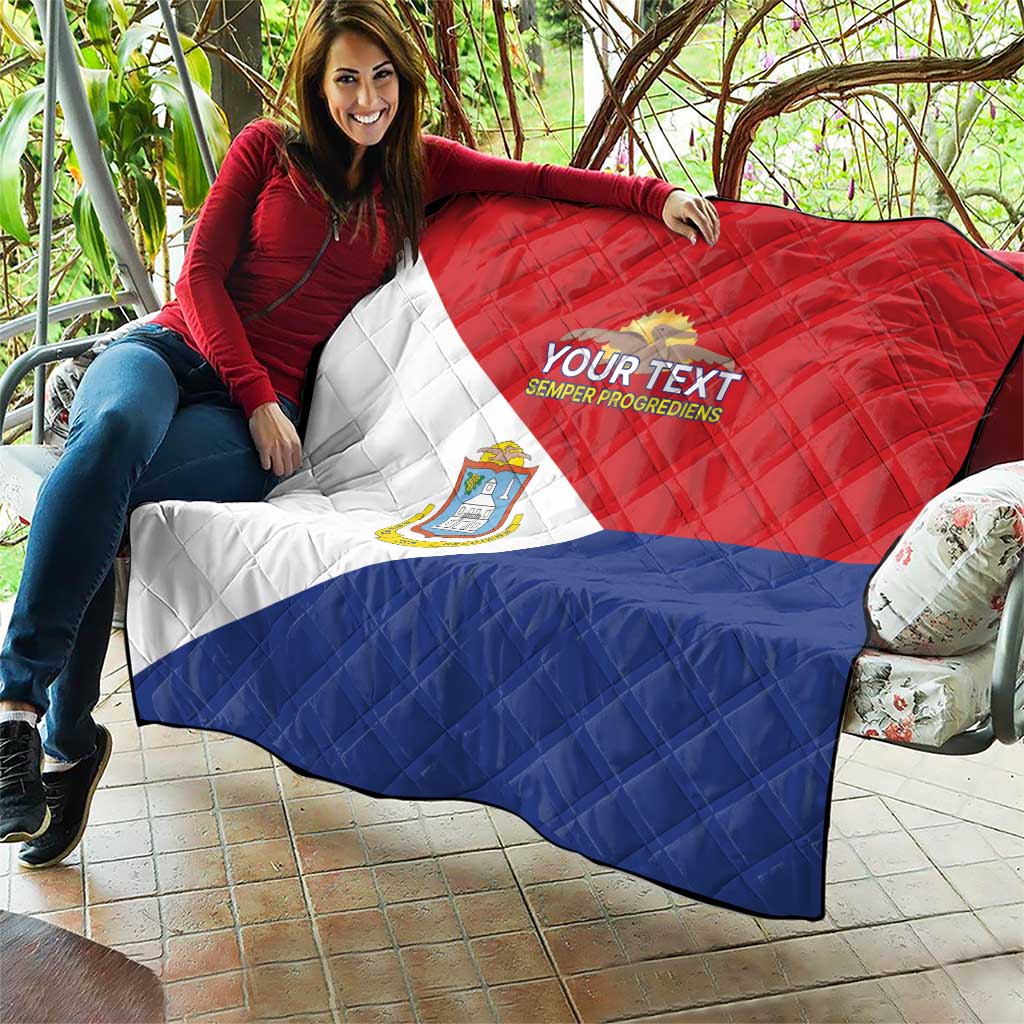 Personalized Sint Maarten Flag day Quilt Semper progrediens Flag Style