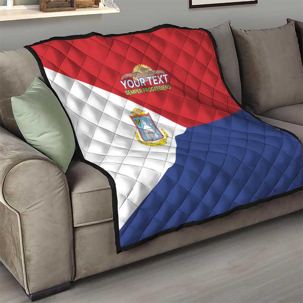 Personalized Sint Maarten Flag day Quilt Semper progrediens Flag Style
