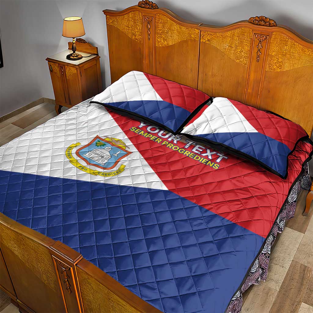 Personalized Sint Maarten Flag day Quilt Bed Set Semper progrediens Flag Style