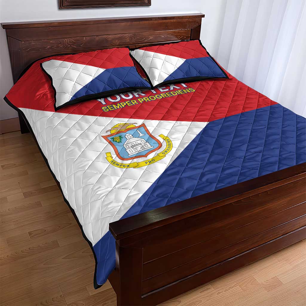 Personalized Sint Maarten Flag day Quilt Bed Set Semper progrediens Flag Style