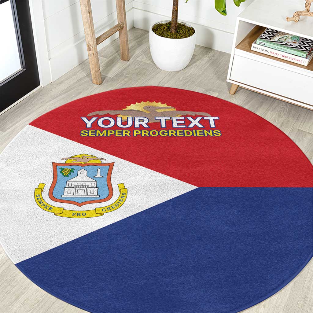 Personalized Sint Maarten Flag day Round Carpet Semper progrediens Flag Style
