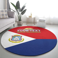 Personalized Sint Maarten Flag day Round Carpet Semper progrediens Flag Style