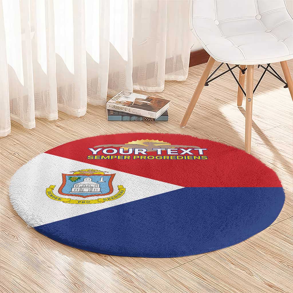 Personalized Sint Maarten Flag day Round Carpet Semper progrediens Flag Style