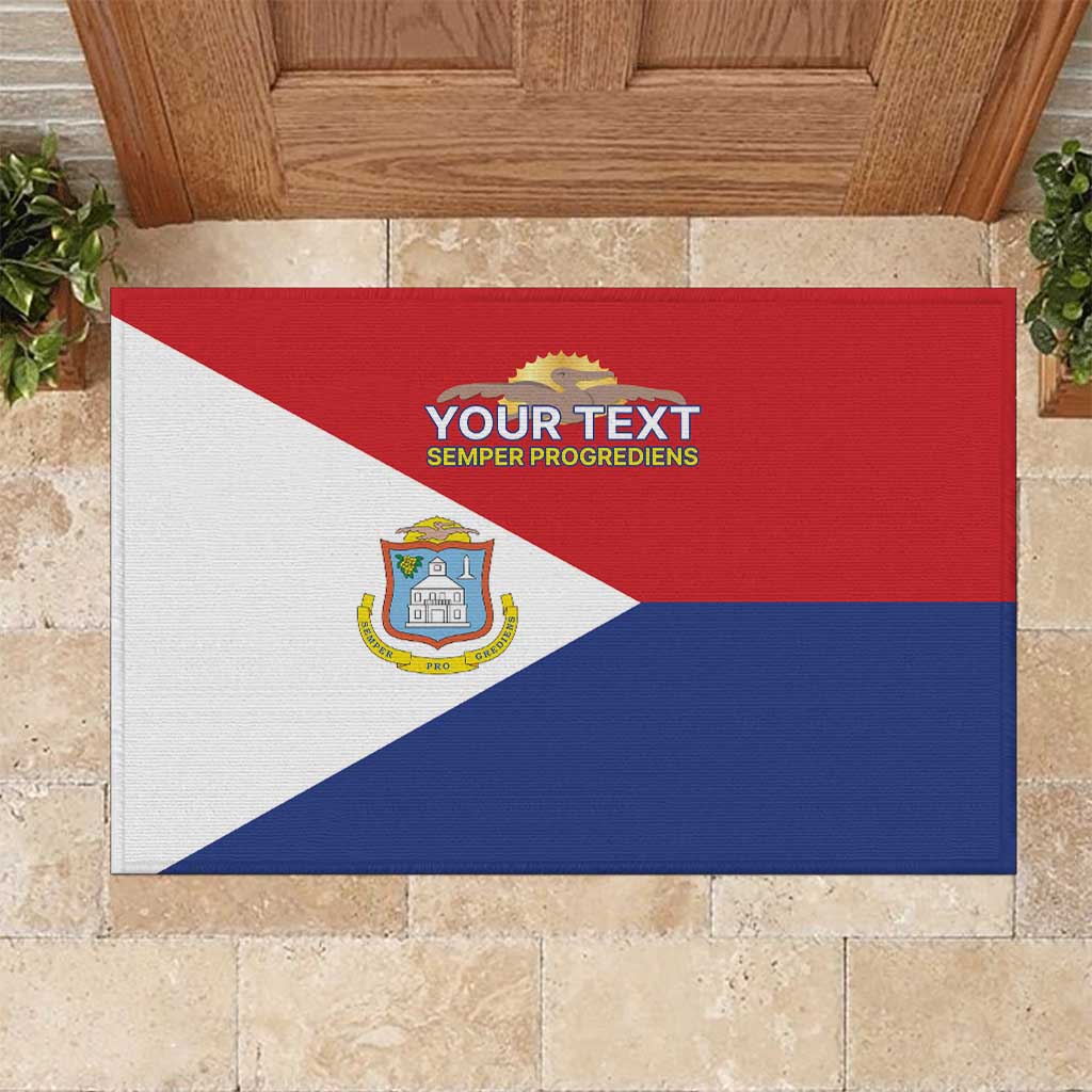 Personalized Sint Maarten Flag day Rubber Doormat Semper progrediens Flag Style