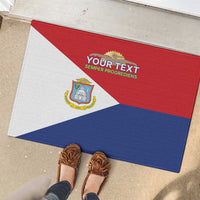 Personalized Sint Maarten Flag day Rubber Doormat Semper progrediens Flag Style