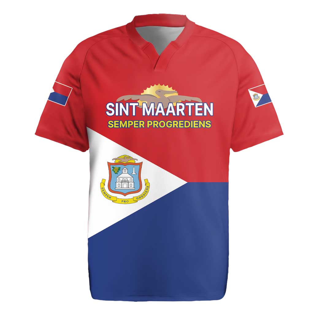 Personalized Sint Maarten Flag day Rugby Jersey Semper progrediens Flag Style