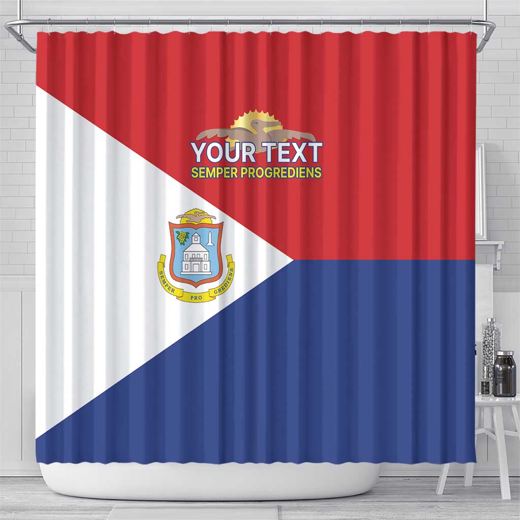 Personalized Sint Maarten Flag day Shower Curtain Semper progrediens Flag Style