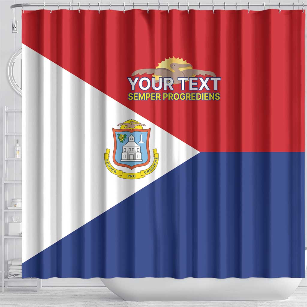 Personalized Sint Maarten Flag day Shower Curtain Semper progrediens Flag Style