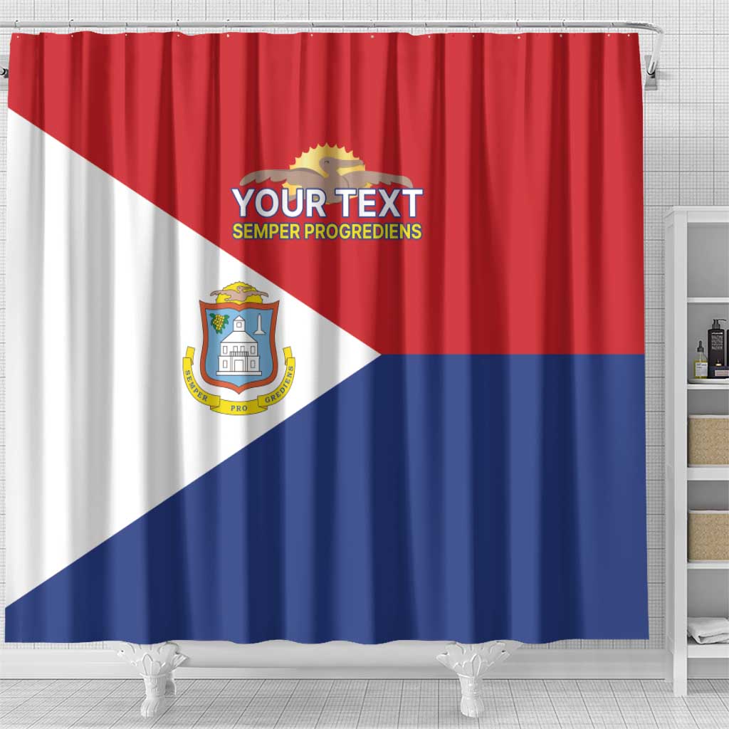 Personalized Sint Maarten Flag day Shower Curtain Semper progrediens Flag Style