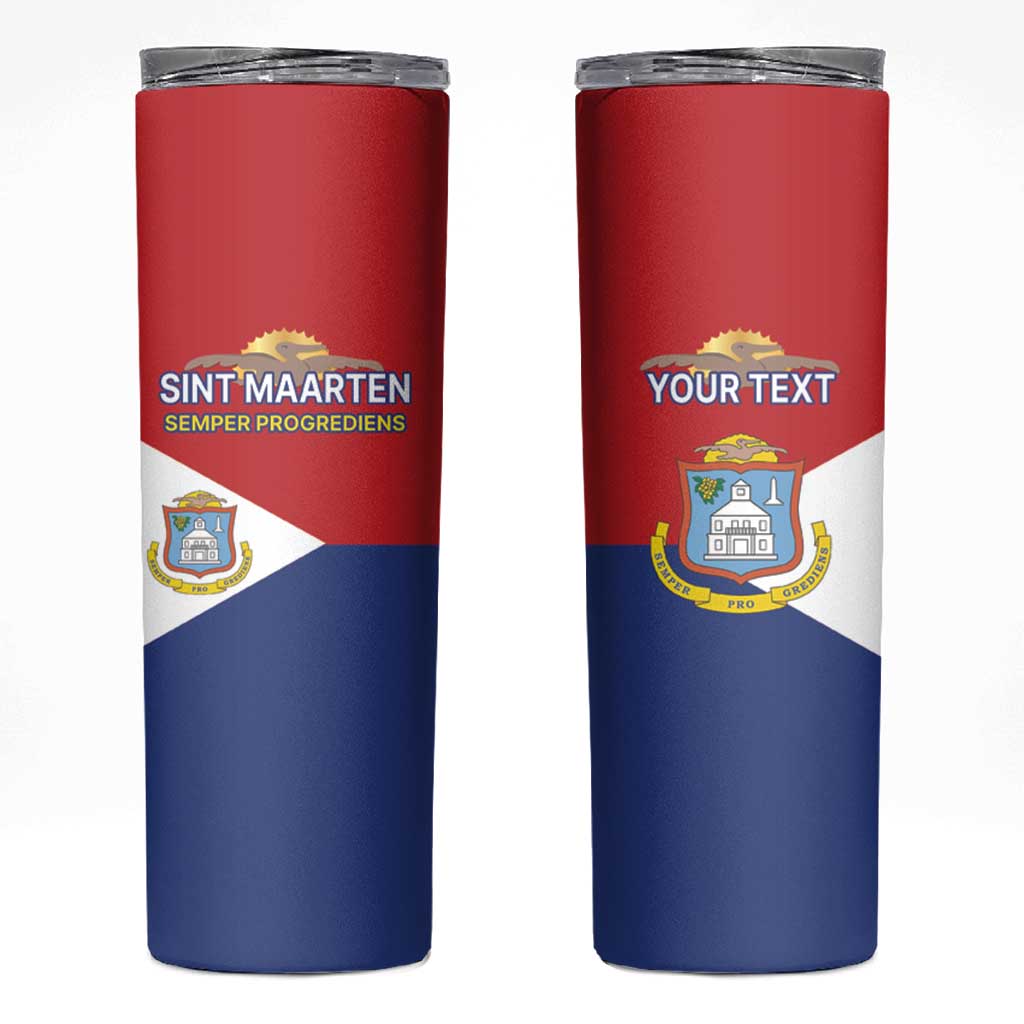 Personalized Sint Maarten Flag day Skinny Tumbler Semper progrediens Flag Style