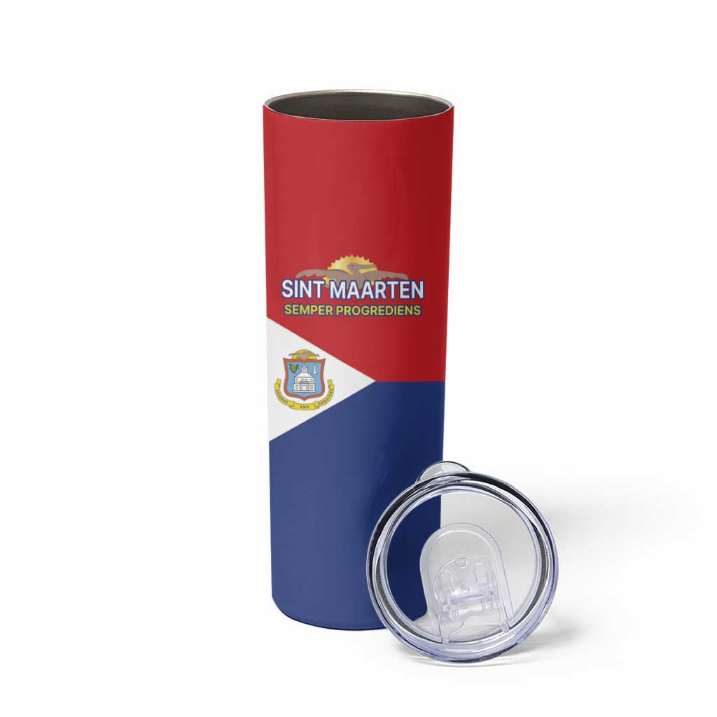 Personalized Sint Maarten Flag day Skinny Tumbler Semper progrediens Flag Style