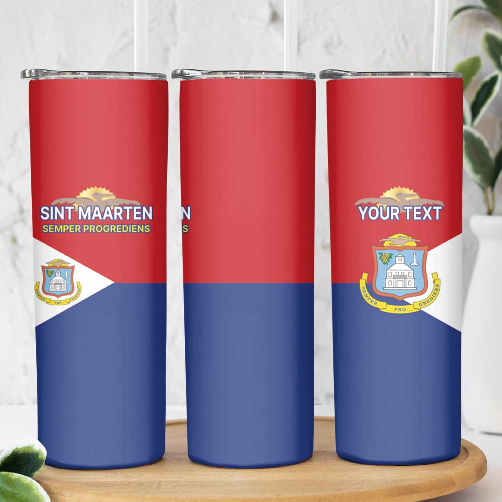 Personalized Sint Maarten Flag day Skinny Tumbler Semper progrediens Flag Style