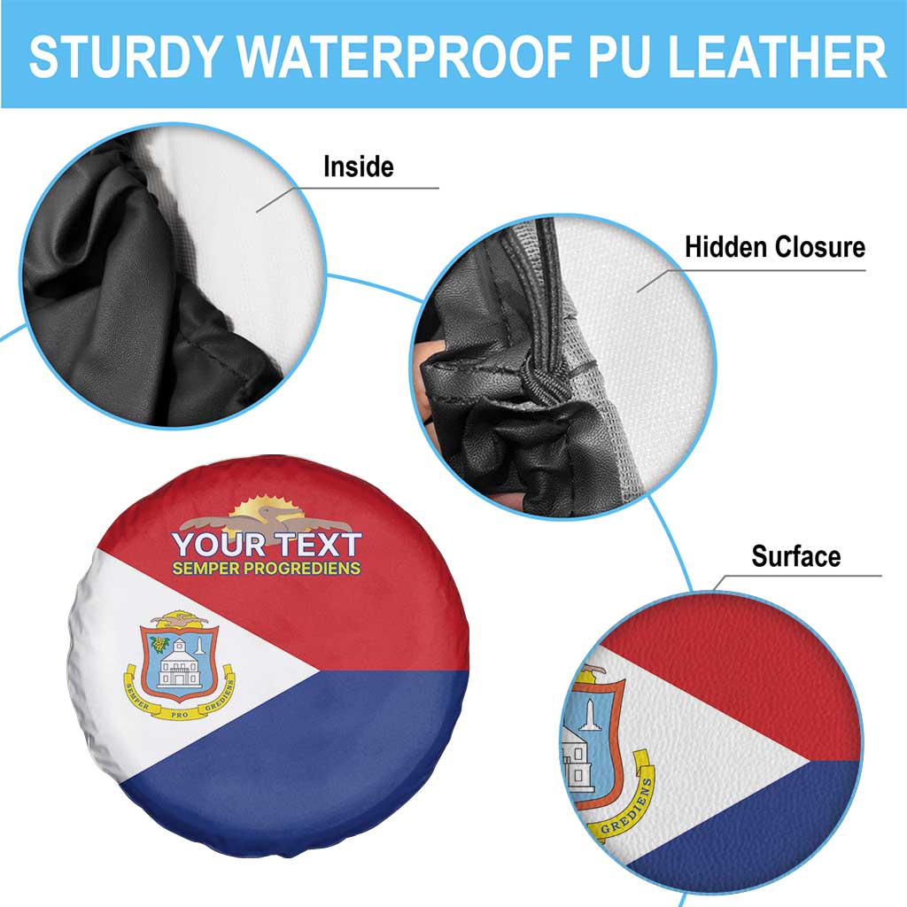Personalized Sint Maarten Flag day Spare Tire Cover Semper progrediens Flag Style