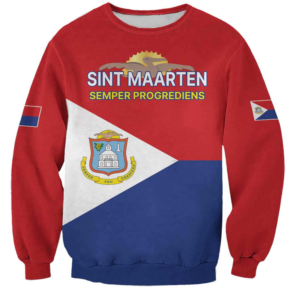 Personalized Sint Maarten Flag day Sweatshirt Semper progrediens Flag Style