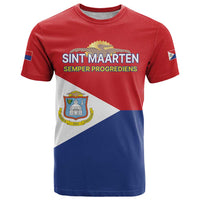 Personalized Sint Maarten Flag day T Shirt Semper progrediens Flag Style