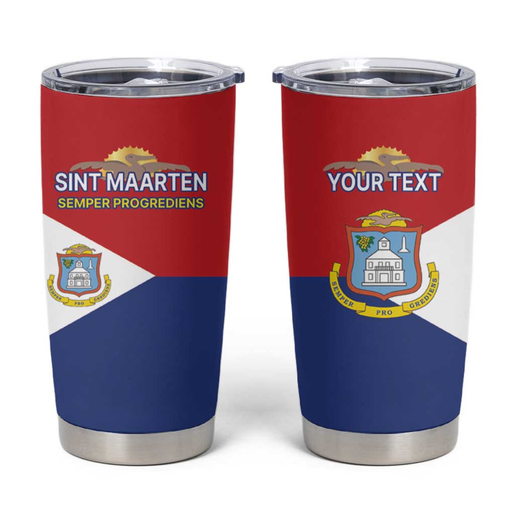 Personalized Sint Maarten Flag day Tumbler Cup Semper progrediens Flag Style