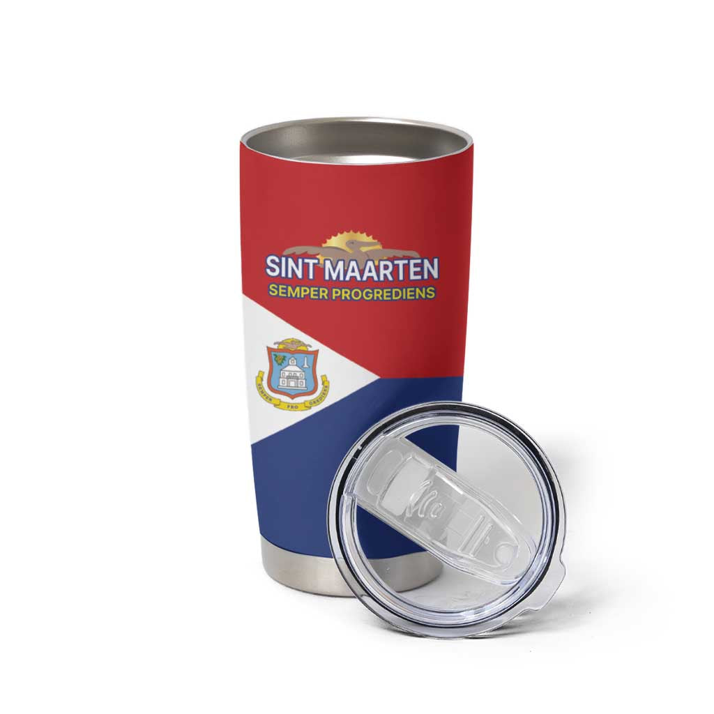 Personalized Sint Maarten Flag day Tumbler Cup Semper progrediens Flag Style