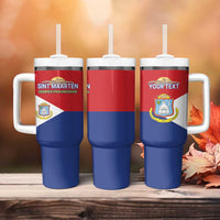 Personalized Sint Maarten Flag day Tumbler With Handle Semper progrediens Flag Style