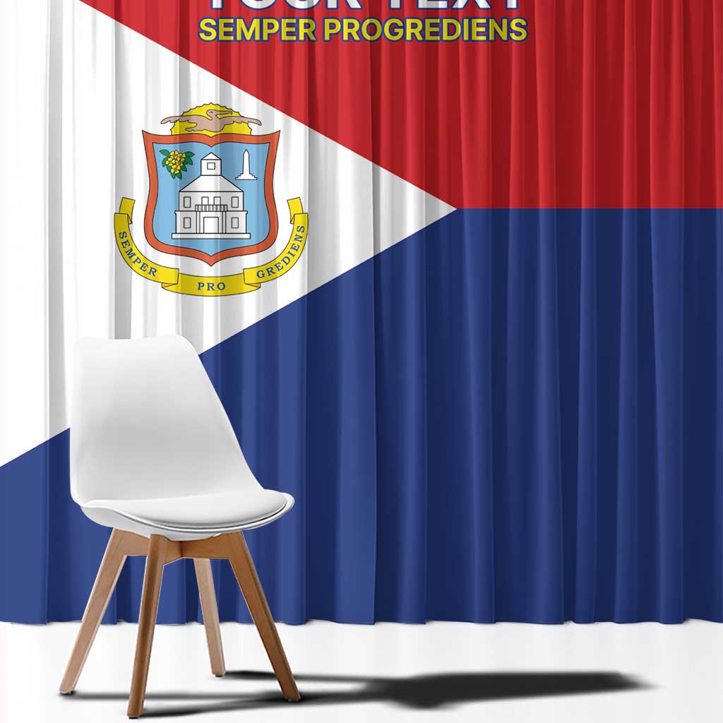 Personalized Sint Maarten Flag day Window Curtain Semper progrediens Flag Style