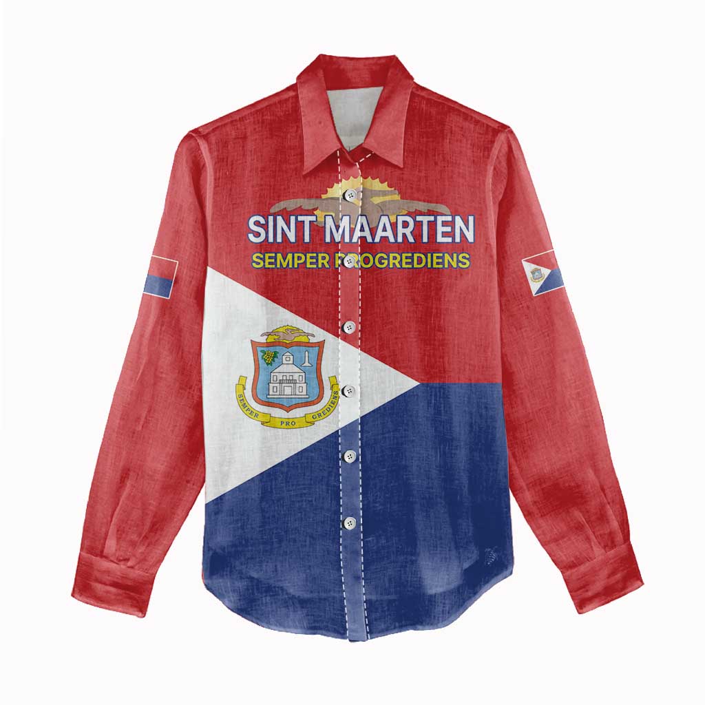 Personalized Sint Maarten Flag day Women Casual Shirt Semper progrediens Flag Style