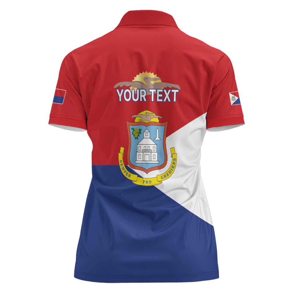 Personalized Sint Maarten Flag day Women Polo Shirt Semper progrediens Flag Style